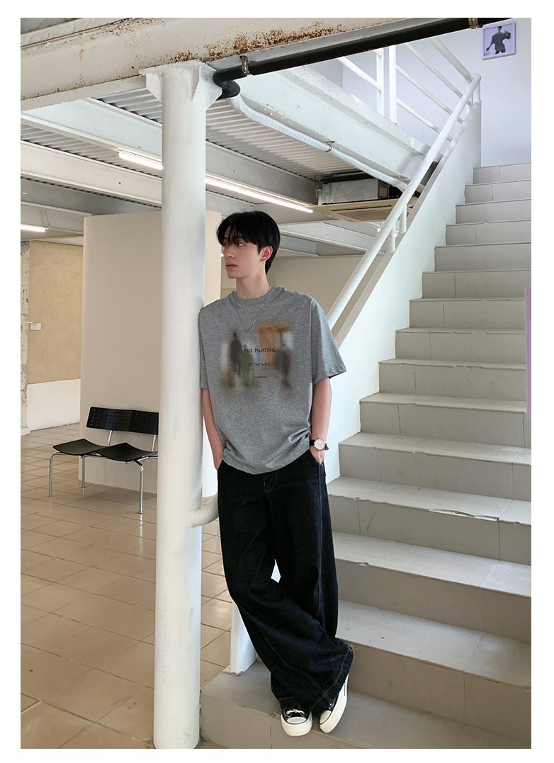 Round neck short sleeve T-shirt OR4439 - 韓国メンズファッション通販 - ORUN - 