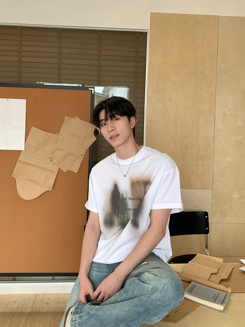 Round neck short sleeve T-shirt OR4439 - 韓国メンズファッション通販 - ORUN - 
