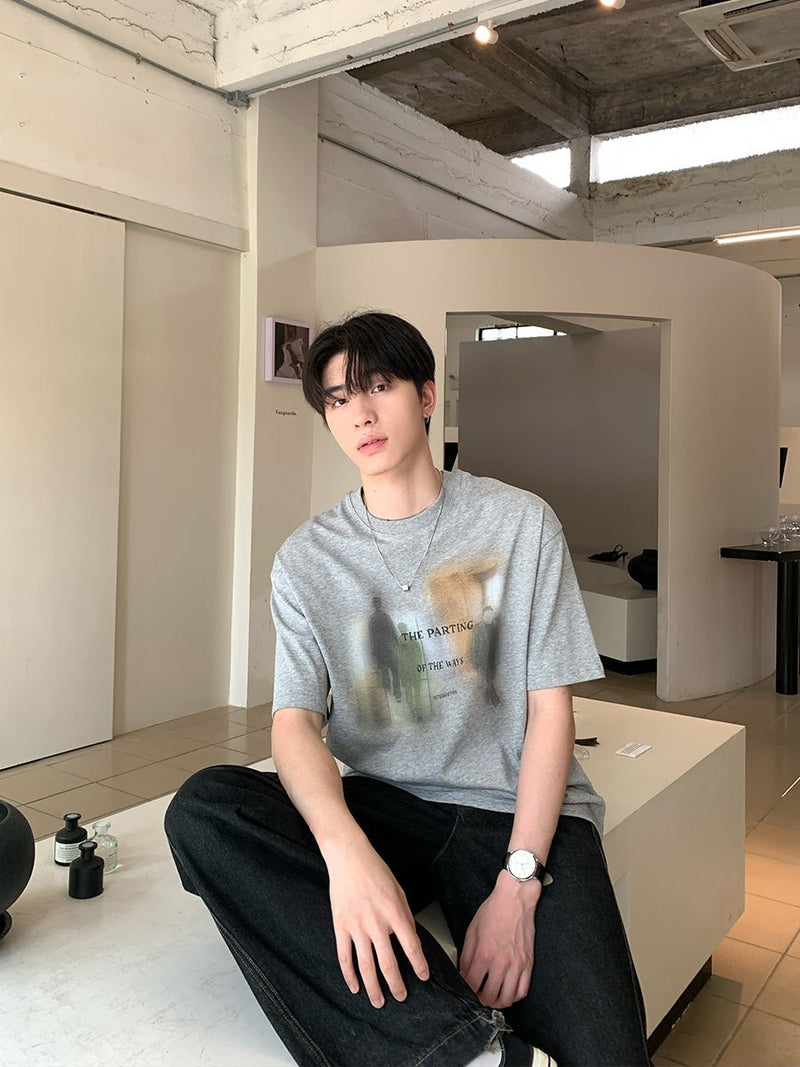 Round neck short sleeve T-shirt OR4439 - 韓国メンズファッション通販 - ORUN - 