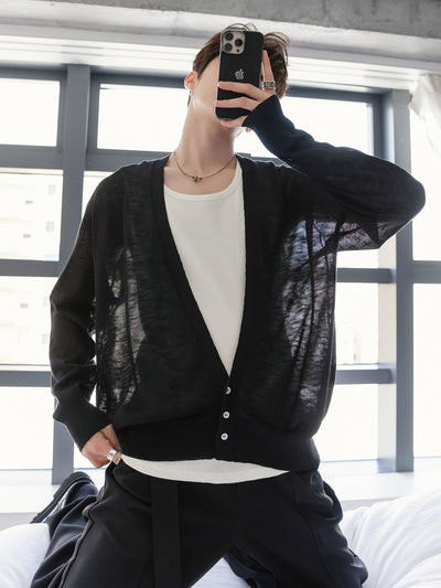 Sheer V - neck cardigan OR4248 - ORUN