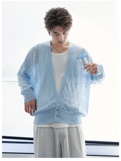 Sheer V - neck cardigan OR4248 - ORUN