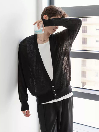 Sheer V - neck cardigan OR4248 - ORUN