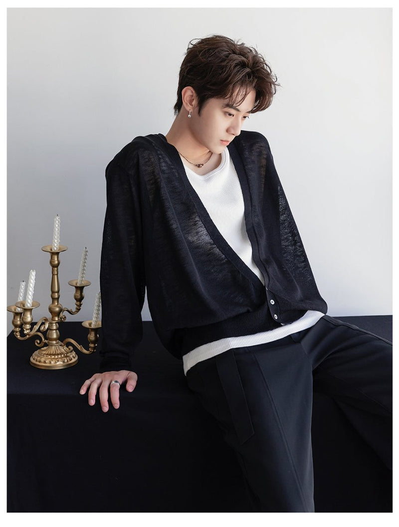 Sheer V - neck cardigan OR4248 - ORUN