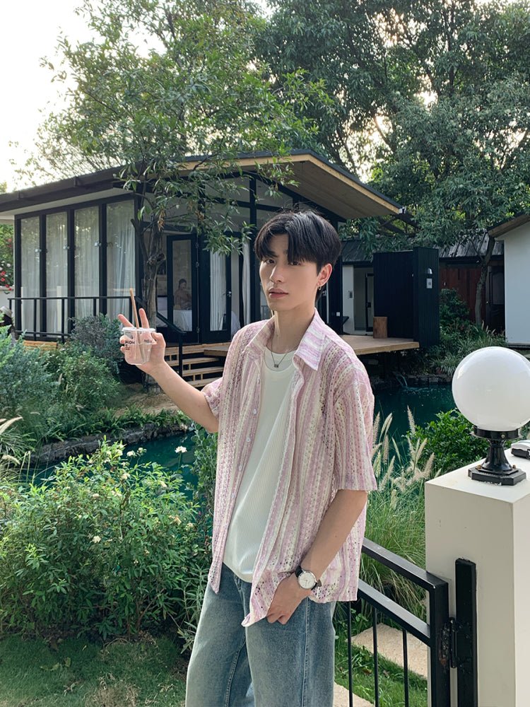 ストライプシアーシャツ / shirt OR4441 - 韓国メンズファッション通販 - ORUN - 