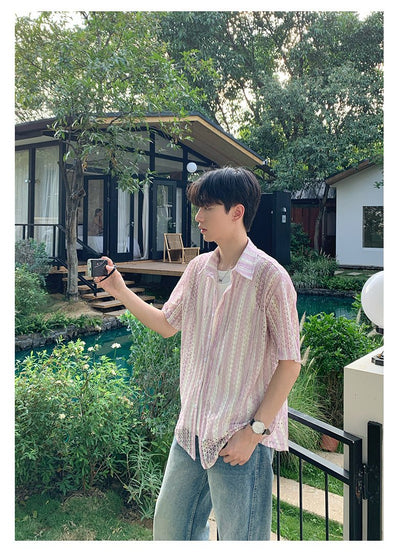 ストライプシアーシャツ / shirt OR4441 - 韓国メンズファッション通販 - ORUN - 