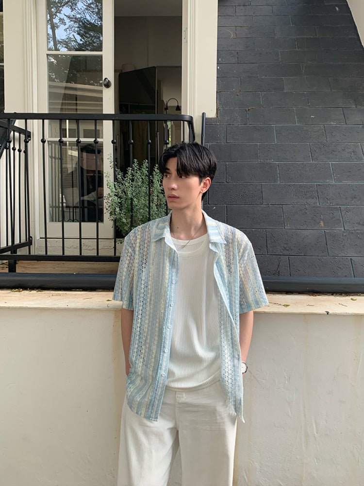 ストライプシアーシャツ / shirt OR4441 - 韓国メンズファッション通販 - ORUN - 