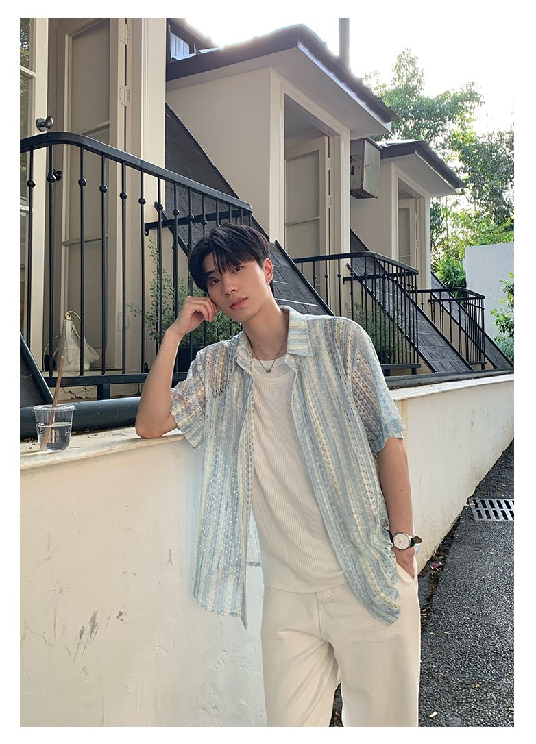 ストライプシアーシャツ / shirt OR4441 - 韓国メンズファッション通販 - ORUN - 