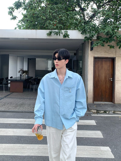 クリンクルテクスチャー メタルアクセントシャツ / SHIRT OR4525 - 韓国メンズファッション通販 - ORUN - 