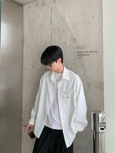 クリンクルテクスチャー メタルアクセントシャツ / SHIRT OR4525 - 韓国メンズファッション通販 - ORUN - 
