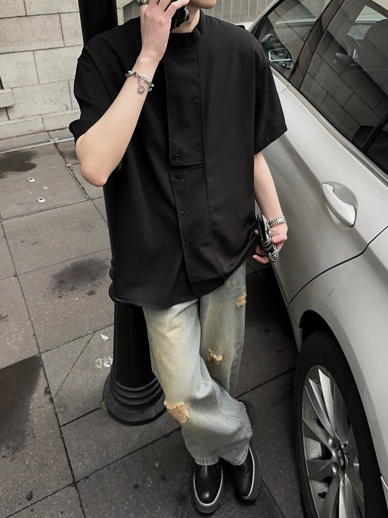 Short sleeve stand collar shirt OR2895 - ORUN