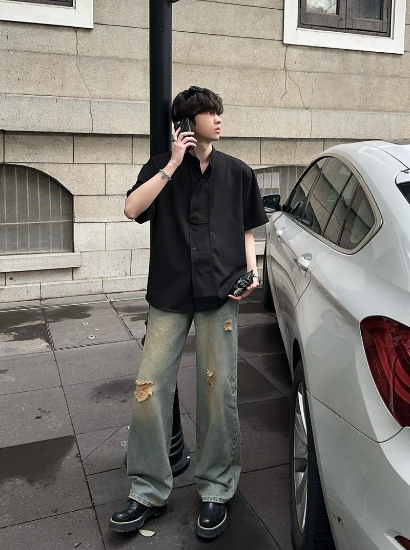 Short sleeve stand collar shirt OR2895 - ORUN