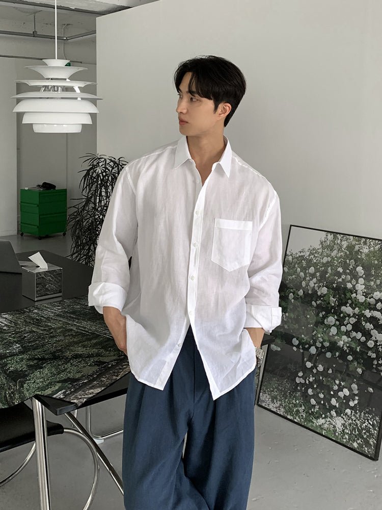 Simple white long sleeve shirt OR3290 - ORUN