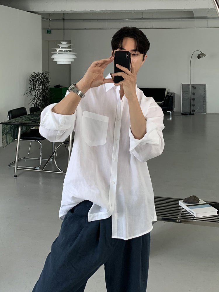 Simple white long sleeve shirt OR3290 - ORUN