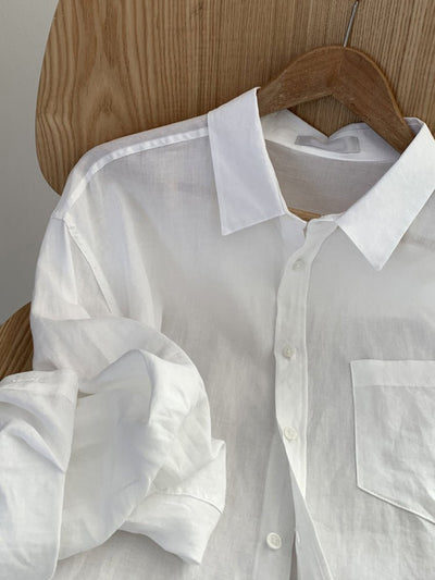 Simple white long sleeve shirt OR3290 - ORUN