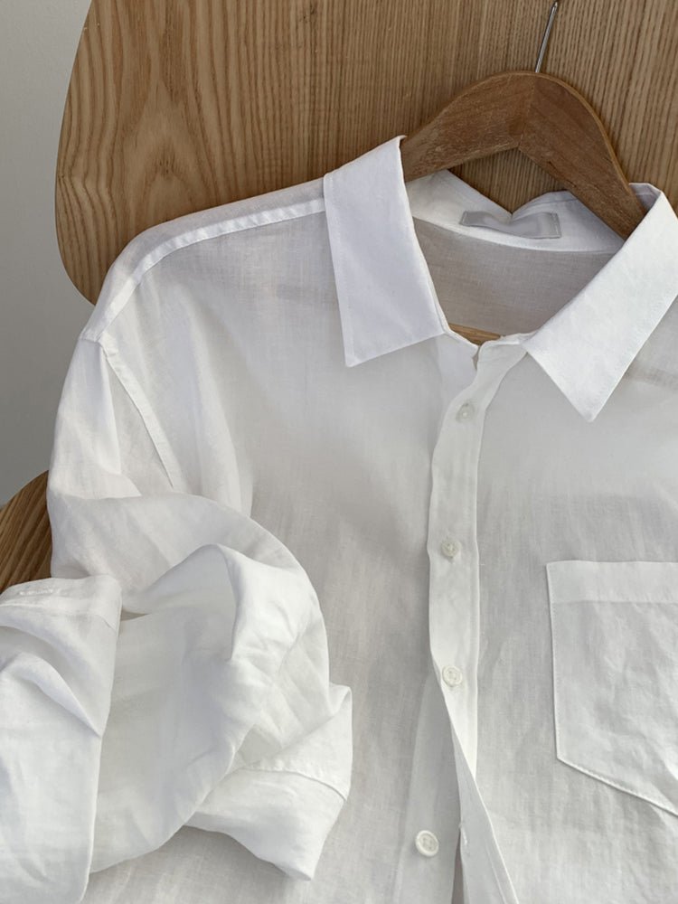 Simple white long sleeve shirt OR3290 - ORUN