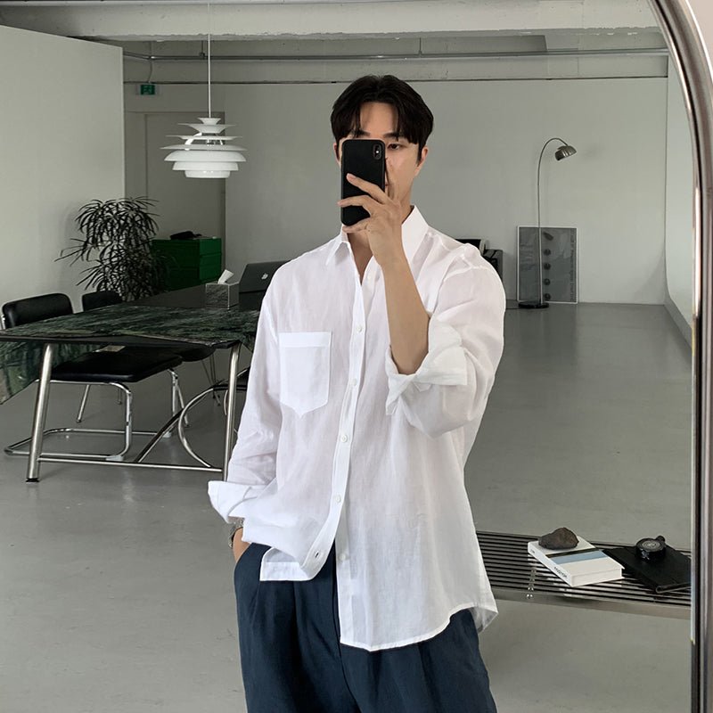Simple white long sleeve shirt OR3290 - ORUN