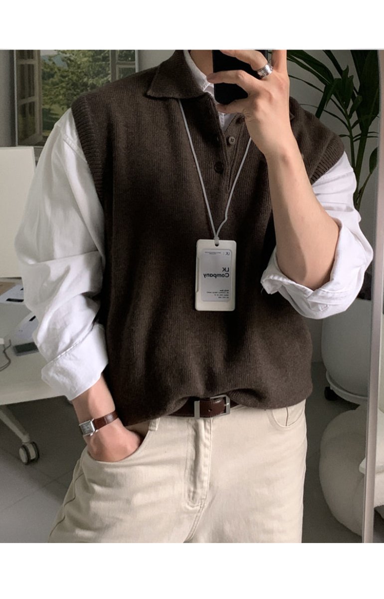 Sleeveless knit sweater OR4632 - 韓国メンズファッション通販 - ORUN - 