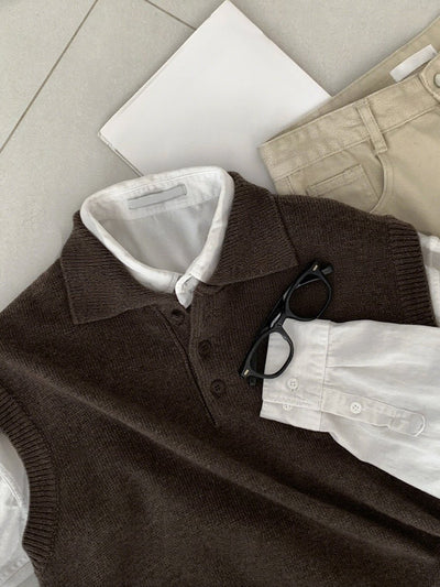 Sleeveless knit sweater OR4632 - 韓国メンズファッション通販 - ORUN - 