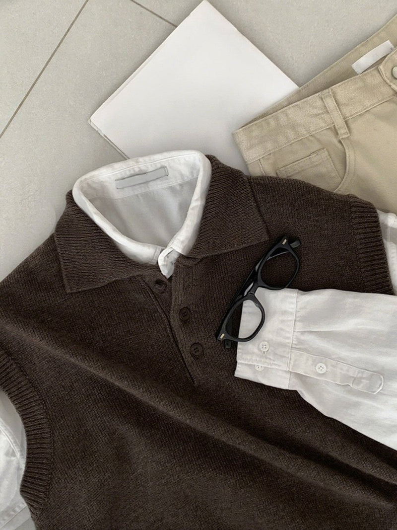 Sleeveless knit sweater OR4632 - 韓国メンズファッション通販 - ORUN - 