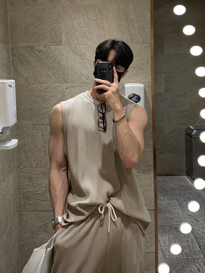 スリーブレススウェットセットアップ メンズ｜Sleeveless SWEAT SET OR1359 - 韓国メンズファッション通販 - ORUN - 