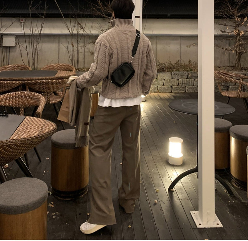 Stand Collar Cable Pattern Sweater OR4720 - 韓国メンズファッション通販 - ORUN - 