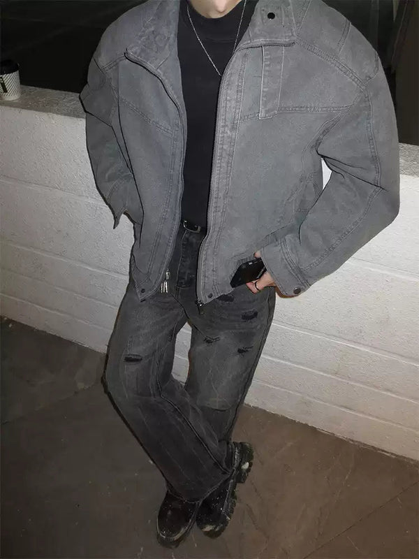 Stand collar denim jacket OR3891