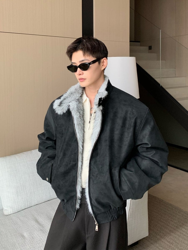 Stand Collar Fur PU Jacket OR4811 - 韓国メンズファッション通販 - ORUN - 