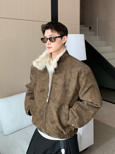 Stand Collar Fur PU Jacket OR4811 - 韓国メンズファッション通販 - ORUN - 