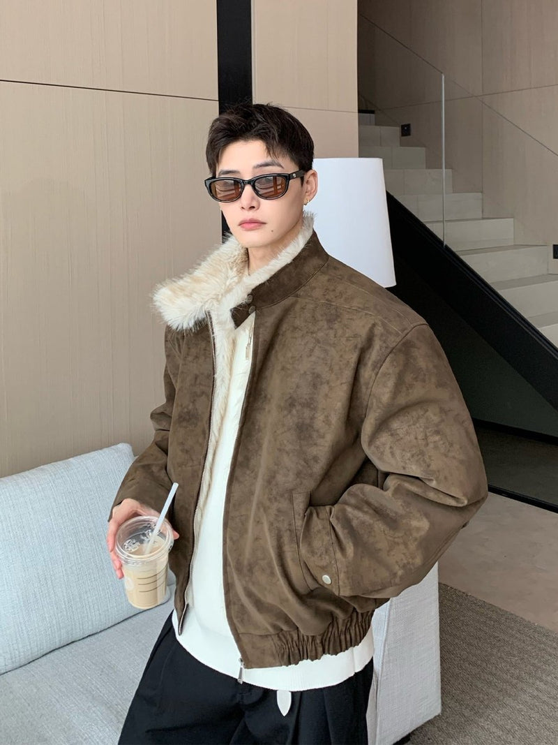 Stand Collar Fur PU Jacket OR4811 - 韓国メンズファッション通販 - ORUN - 