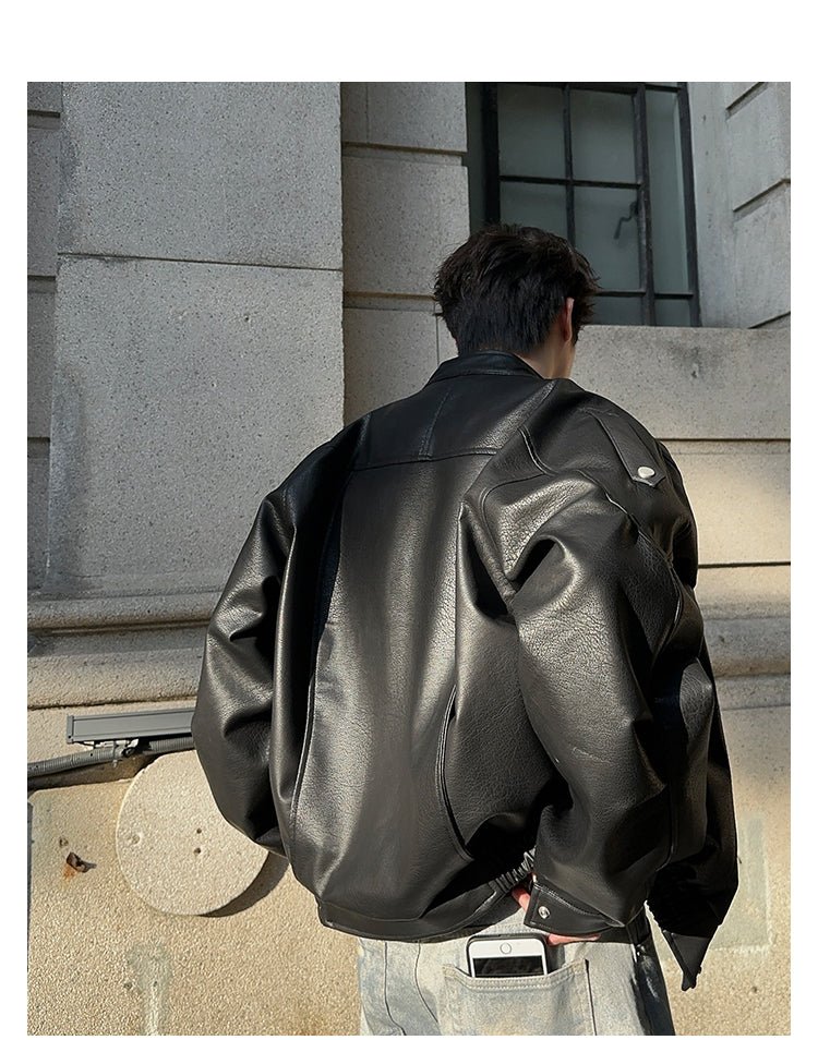 Stand collar PU jacket OR3893 – 韓国メンズファッション通販 - ORUN -