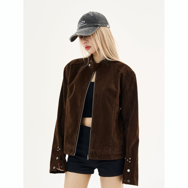 Stand collar suede jacket OR4608 - 韓国メンズファッション通販 - ORUN - 