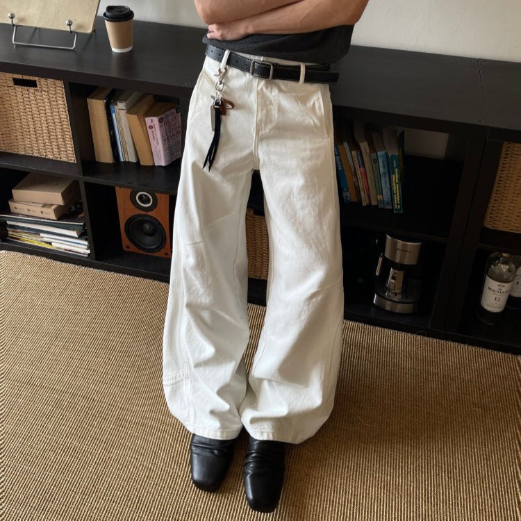 Stitch design A - line white jeans OR4397 - 韓国メンズファッション通販 - ORUN - 