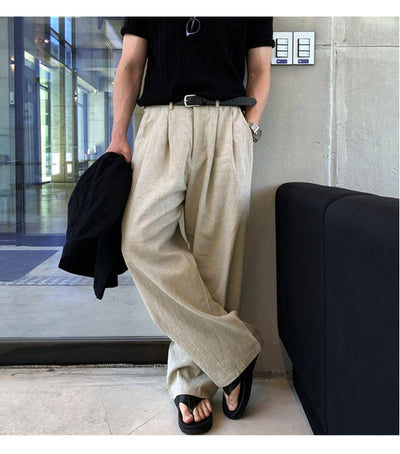 Straight beige slacks OR3288 - ORUN