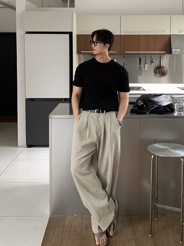 Straight beige slacks OR3288 - ORUN