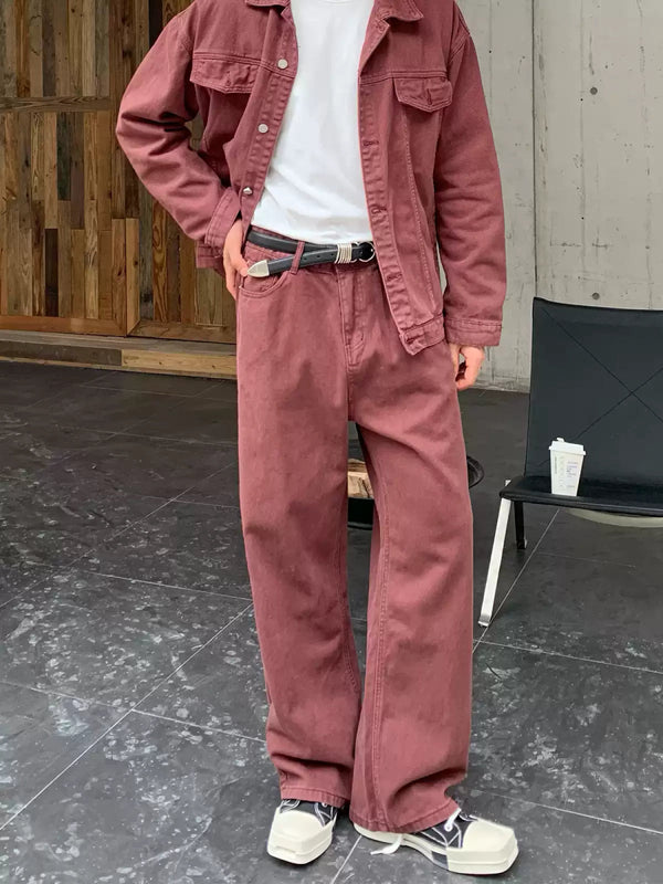 Straight color denim pants OR3839