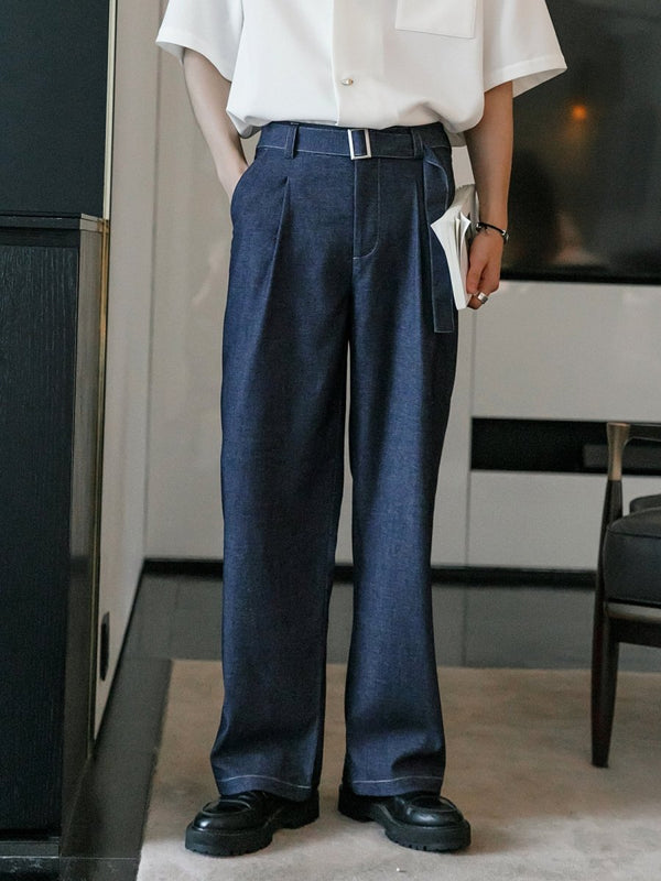 Straight denim belt pants OR3308