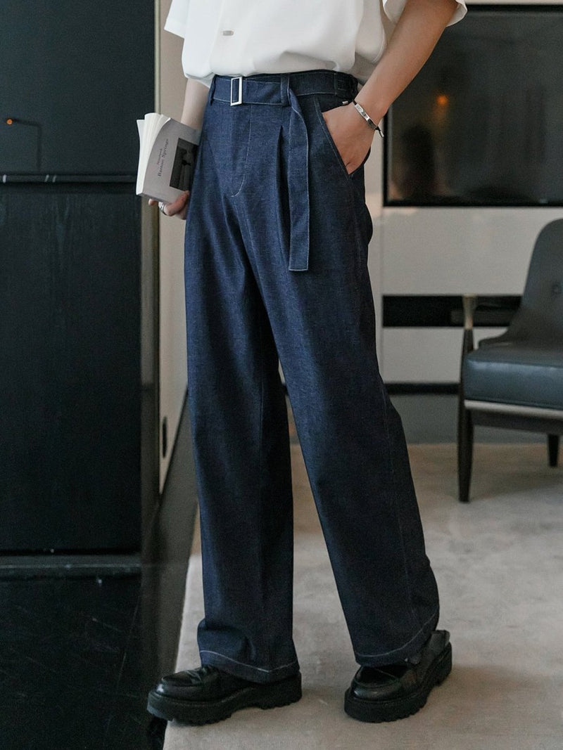 Straight denim belt pants OR3308 - ORUN