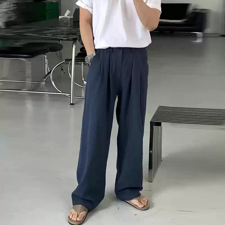 リネンブレンドリラックスフィッドパンツ – 韓国メンズファッション