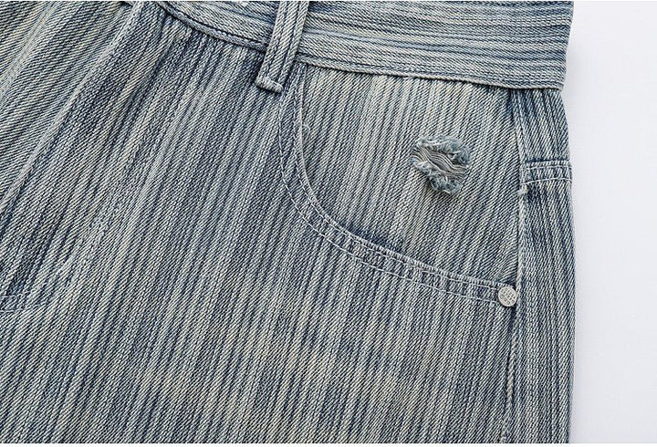 Striped cropped denim pants OR4474 – 韓国メンズファッション