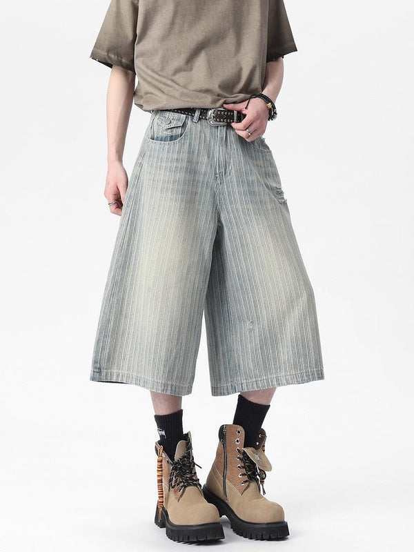 Striped cropped denim pants OR4474