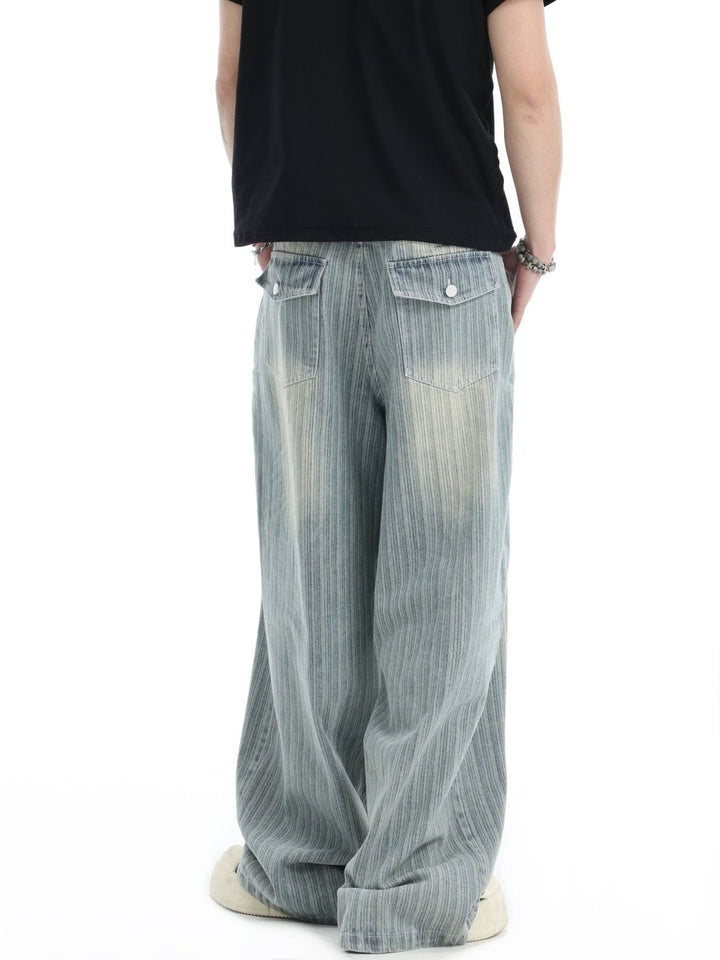 Striped Damaged Denim Pants OR4473 – 韓国メンズファッション通販