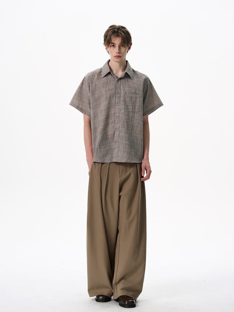 サマーチェック半袖シャツ メンズ リネンブレンド / Summer Check