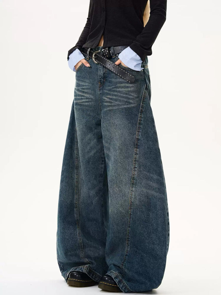 美品 Audrey and John Wad スーパーバギーブラックデニムパンツ