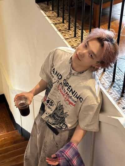 ハンバーガープリントTシャツ メンズ｜Hamburger Print TEE OR4481 - 韓国メンズファッション通販 - ORUN - 