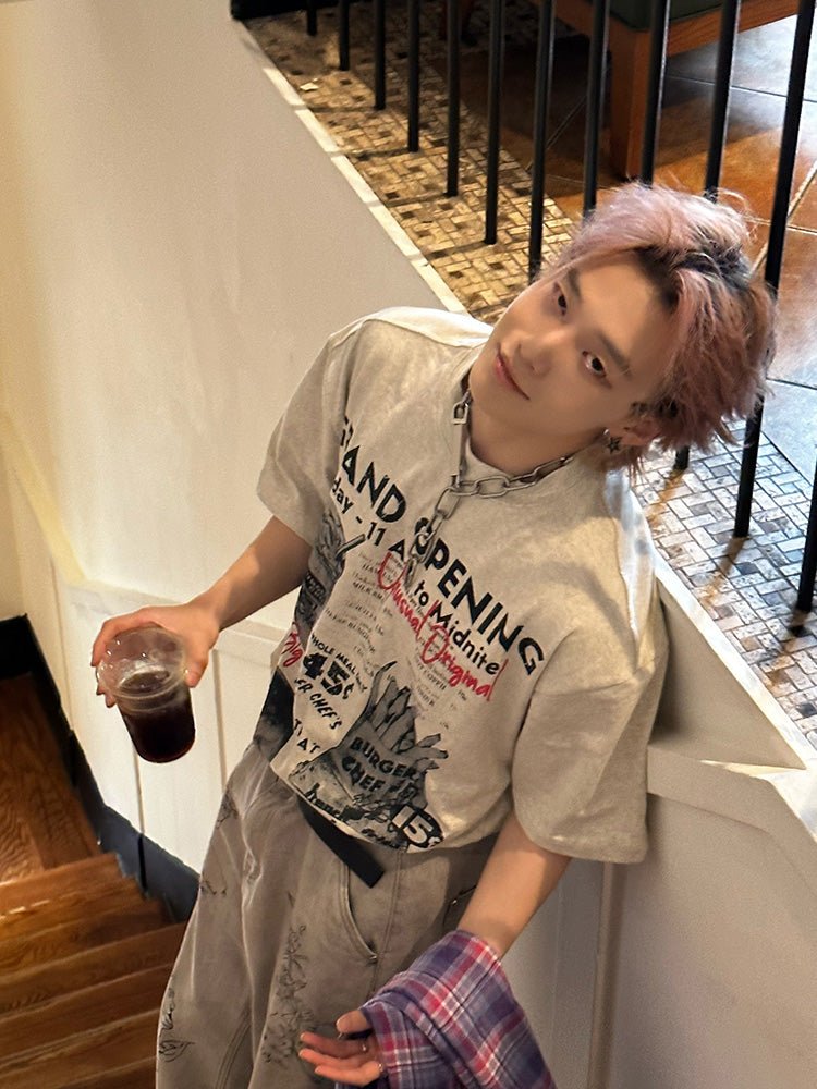 ハンバーガープリントTシャツ メンズ｜Hamburger Print TEE OR4481 - 韓国メンズファッション通販 - ORUN - 