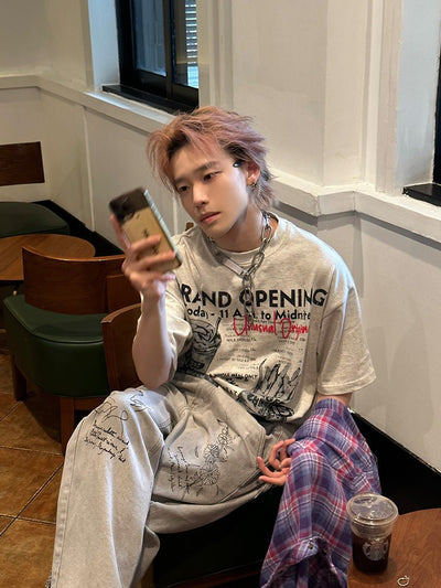 ハンバーガープリントTシャツ メンズ｜Hamburger Print TEE OR4481 - 韓国メンズファッション通販 - ORUN - 