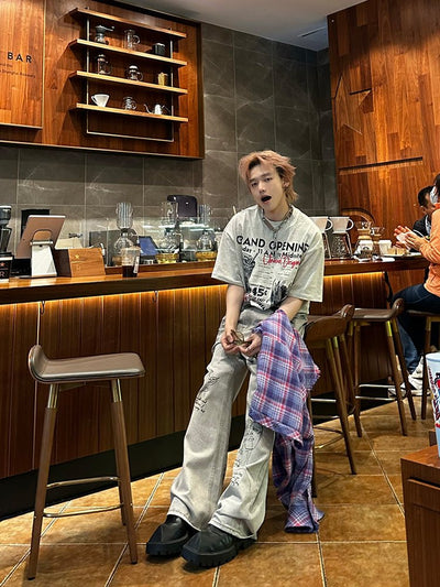ハンバーガープリントTシャツ メンズ｜Hamburger Print TEE OR4481 - 韓国メンズファッション通販 - ORUN - 