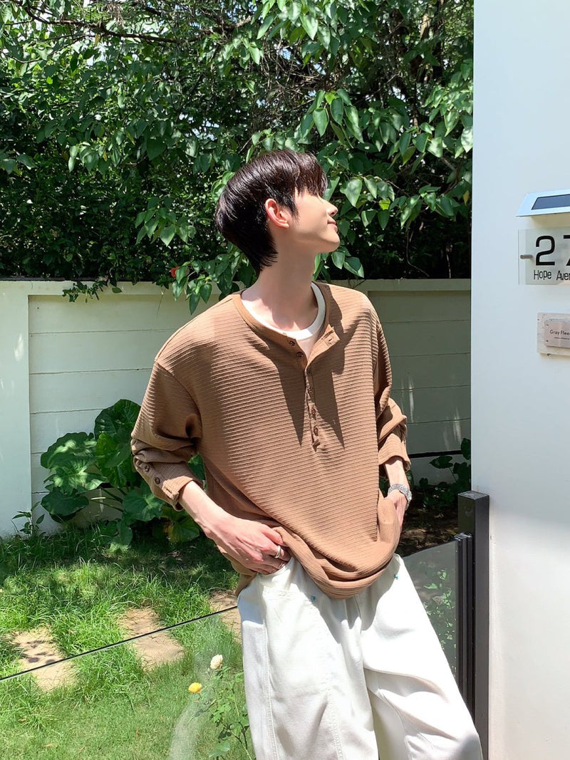 ヘンリーネックロンT OR4502 - 韓国メンズファッション通販 - ORUN - 