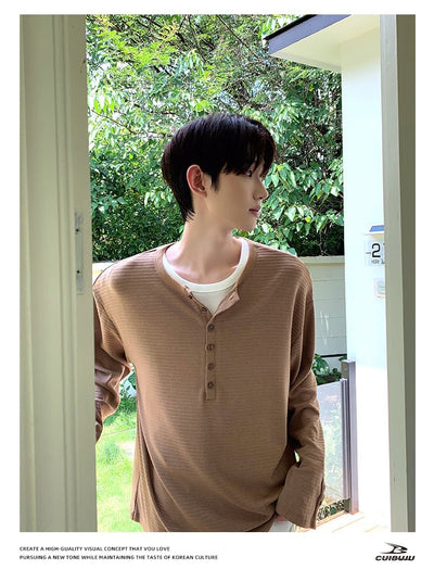 ヘンリーネックロンT OR4502 - 韓国メンズファッション通販 - ORUN - 