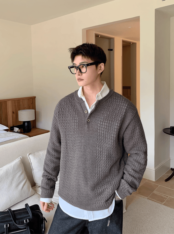 ワッフルニットヘンリーネックT OR4785 – 韓国メンズファッション通販 ワッフルニットヘンリーネックT OR4785 – 韓国メンズファッション通販